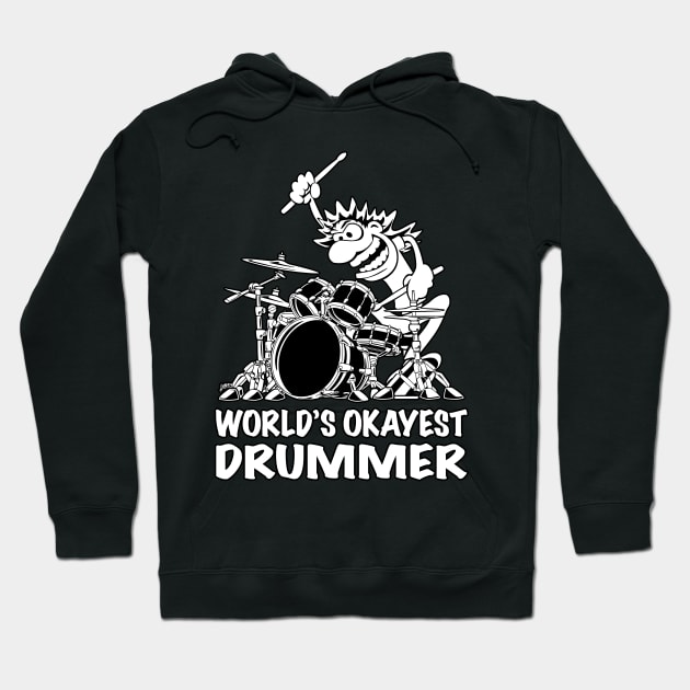 World's Okayest Drummer Cartoon Hoodie by hobrath